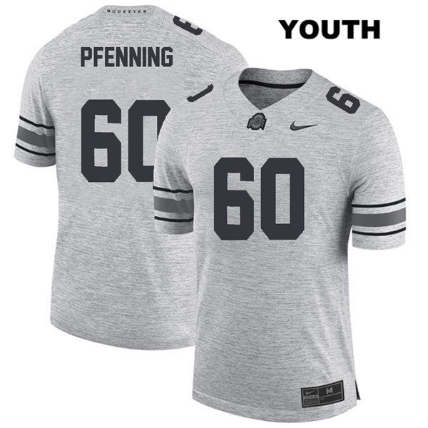 Ohio State Buckeyes Youth Blake Pfenning #60 Gray Authentic Nike College NCAA Stitched Football Jersey VI19G20HT